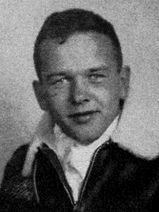 Yearbook photo of Flight Lieutenant T. F. Stevens of Manhattan Beach, CA. after graduating from flight school at Ryan Airfield near Tuscon, AZ in 194?, during WWII. Stevens Foundation photo
